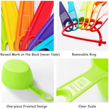 Load image into Gallery viewer, 12 Piece Measuring Cups and Spoons Set, Colored Kitchen Measure Tools, Durable Nesting Cups and Spoons for Dry and Liquid, Dishwasher Safe
