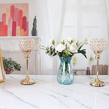 Load image into Gallery viewer, Gold Crystal Tealight Candle Holders Set for Decor
