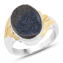 Load image into Gallery viewer, 3.25 Carat Genuine Cobalt Blue Drusy .925 Sterling Silver Ring
