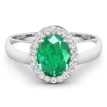 Load image into Gallery viewer, 1.87 Carat Genuine Zambian Emerald and White Diamond 14K White Gold Ring
