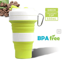 Load image into Gallery viewer, Camping Coffe Adjustable sizes Multi-colors New Collapsible Silicone Coffee Cup Mug Reusable High Temperature Water Cup Outdoor Travel 550ml
