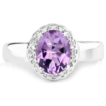 Load image into Gallery viewer, 1.68 Carat Genuine  Amethyst and White Topaz .925 Sterling Silver Ring
