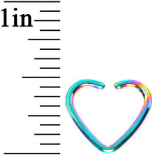 Load image into Gallery viewer, 16G Rainbow Anodized Hollow Heart Daith Cartilage Closure Ring
