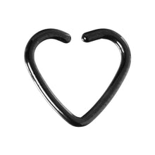 Load image into Gallery viewer, 16G Black Anodized Hollow Heart Daith Cartilage Closure Ring
