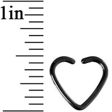 Load image into Gallery viewer, 16G Black Anodized Hollow Heart Daith Cartilage Closure Ring
