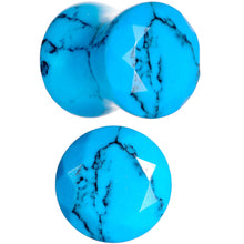 Load image into Gallery viewer, 0G Turquoise Semi Precious Stone Saddle Plug Set
