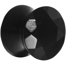 Load image into Gallery viewer, 9/16 Black Agate Semi Precious Stone Faceted Double Flare Plug
