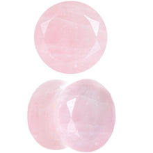 Load image into Gallery viewer, 1/2 Rose Quartz Natural Stone Faceted Saddle Plug Set

