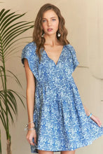 Load image into Gallery viewer, New Summer Printed V-Neck Ruffle Sleeve Mini Dress For Summer – Feminine Floral Print Dress, Stylish, Fashionable, Flirty &amp; Fun
