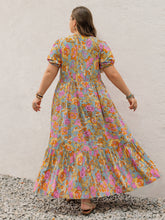 Load image into Gallery viewer, Plus Size Printed V-Neck Short Sleeve Maxi Dress Elegant &amp; Flowy Summer Dress For Girls
