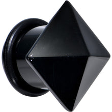 Load image into Gallery viewer, 1/2 Black Agate Semi Precious Stone Pyramid Top Plug
