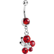 Load image into Gallery viewer, Red Gem Flowering Butterfly Belly Ring
