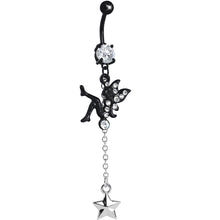 Load image into Gallery viewer, Crystalline Gem Black Fairy Nautical Star Drop Belly Ring
