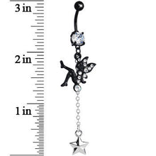 Load image into Gallery viewer, Crystalline Gem Black Fairy Nautical Star Drop Belly Ring

