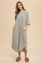 Load image into Gallery viewer, Striped Round Neck Midi Dress Soft &amp; Stylish Classic Design Long Dress

