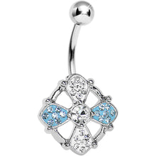 Load image into Gallery viewer, Crystalline Gem Blue Kingdom Cross Belly Ring
