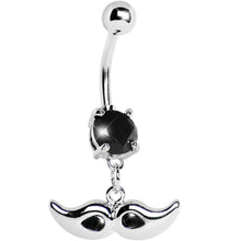 Load image into Gallery viewer, Black Gem Mustache Belly Ring
