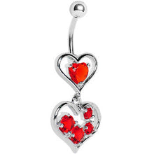 Load image into Gallery viewer, Red Gem Two Hearts Full Belly Ring
