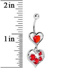 Load image into Gallery viewer, Red Gem Two Hearts Full Belly Ring
