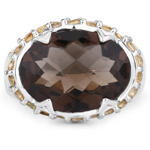 Load image into Gallery viewer, 9.58 Carat Genuine Smoky Quartz and Citrine .925 Sterling Silver Ring

