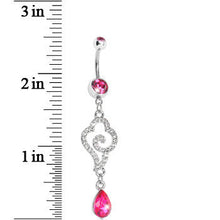 Load image into Gallery viewer, Pink Gem Cloud 9 Teardrop Dangle Belly Ring
