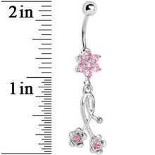 Load image into Gallery viewer, Pink Gem Wildflower Dangle Belly Ring
