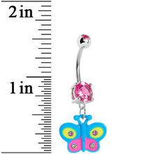 Load image into Gallery viewer, Pink Gem Blue Cutie Butterfly Belly Ring
