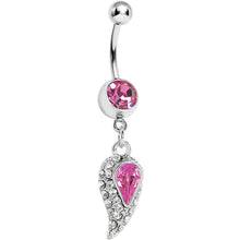 Load image into Gallery viewer, Pink Gem Inverted Encrusted Teardrop Belly Ring
