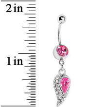 Load image into Gallery viewer, Pink Gem Inverted Encrusted Teardrop Belly Ring
