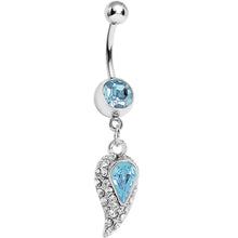 Load image into Gallery viewer, Aqua Gem Inverted Encrusted Teardrop Belly Ring
