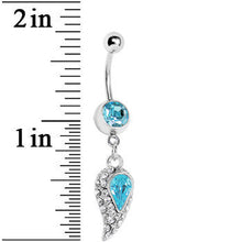 Load image into Gallery viewer, Aqua Gem Inverted Encrusted Teardrop Belly Ring
