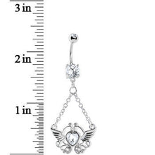 Load image into Gallery viewer, Crystalline Gem Girly Winged Heart Belly Ring
