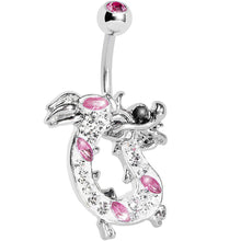 Load image into Gallery viewer, Pink Gem Lucky Chinese Dragon Belly Ring
