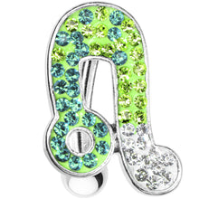 Load image into Gallery viewer, Top Mount Aqua Green Crystal Ice Music Note Belly Ring
