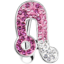 Load image into Gallery viewer, Top Mount Pink White Crystal Ice Music Note Belly Ring
