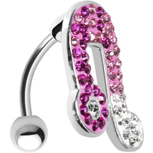 Load image into Gallery viewer, Top Mount Pink White Crystal Ice Music Note Belly Ring

