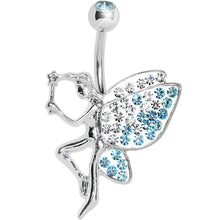 Load image into Gallery viewer, Aqua Gem Sparkle Wing Wish Fairy Belly Ring
