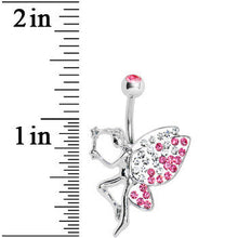 Load image into Gallery viewer, Pink Gem Sparkle Wing Wish Fairy Belly Ring
