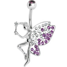 Load image into Gallery viewer, Violet Gem Sparkle Wing Wish Fairy Belly Ring
