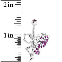 Load image into Gallery viewer, Violet Gem Sparkle Wing Wish Fairy Belly Ring
