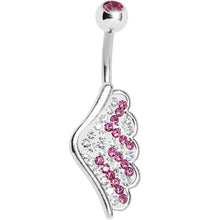 Load image into Gallery viewer, Pink Gem Outstretched Angel Wing Belly Ring
