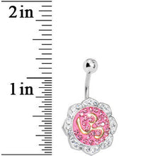 Load image into Gallery viewer, Crystalline Gem Pink Lotus Flower Ohm Belly Ring
