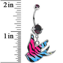 Load image into Gallery viewer, Pink Blue Animal Stripe Bird Belly Ring
