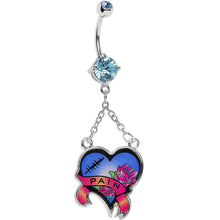 Load image into Gallery viewer, Aqua Gem Heart Breaker Belly Ring
