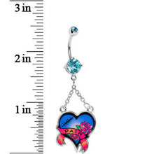 Load image into Gallery viewer, Aqua Gem Heart Breaker Belly Ring
