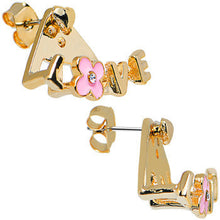 Load image into Gallery viewer, Gold Tone Flower Love Earlobe Cuff Stud Earring
