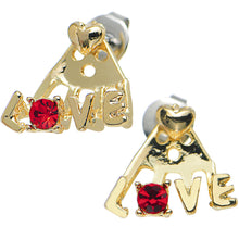 Load image into Gallery viewer, Gold Tone Red Gem Love Earlobe Cuff Stud Earring
