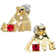 Load image into Gallery viewer, Gold Tone Red Gem Love Earlobe Cuff Stud Earring
