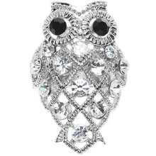 Load image into Gallery viewer, Clear Gem Sparkle Black Eyed Owl Adjustable Ring
