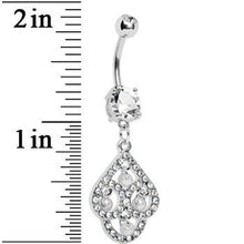 Load image into Gallery viewer, Crystalline Gem Faux Pearl Swirl Dangle Belly Ring
